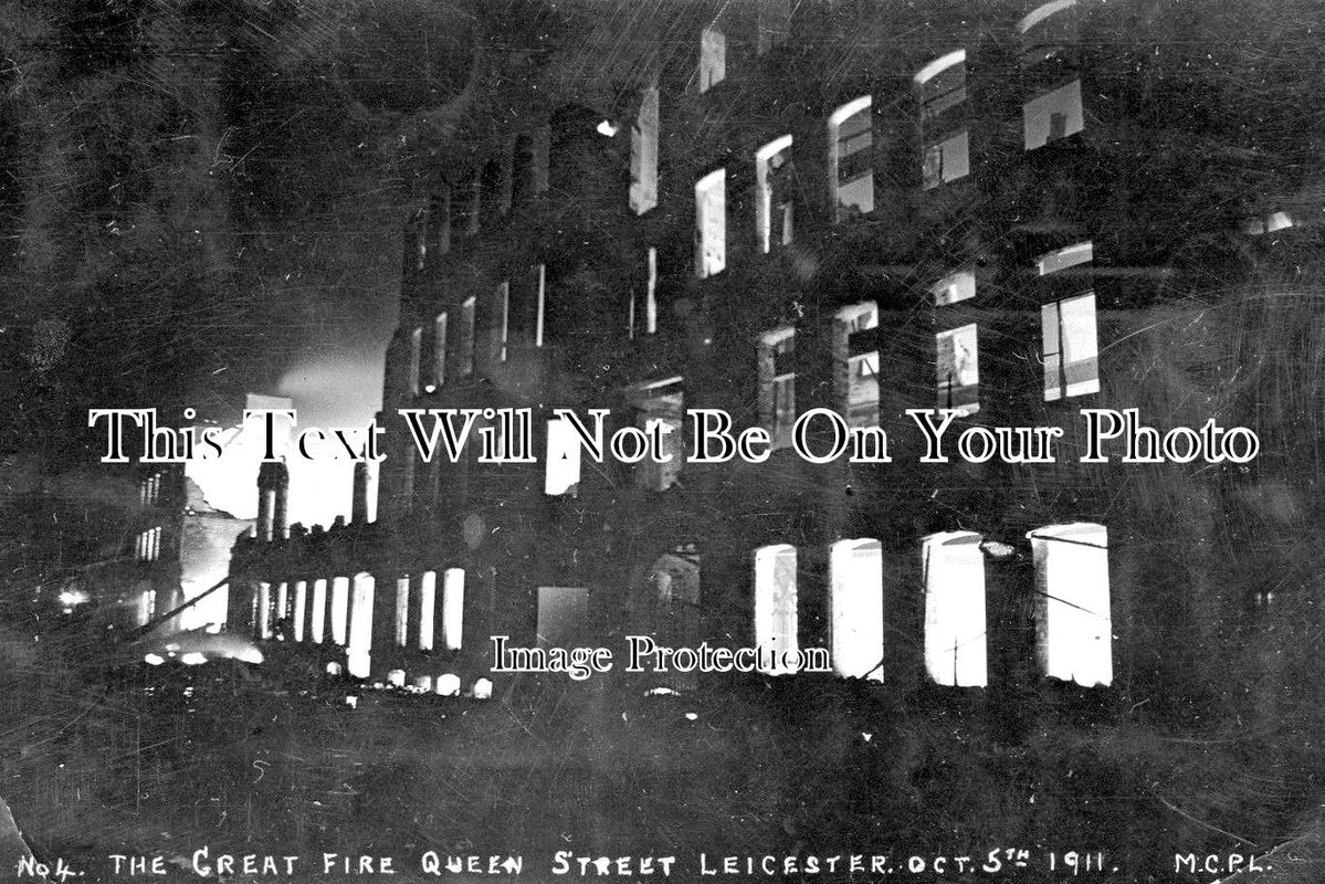 LC 509 - The Great Fire, Queen Street, Leicester, Leicestershire 1911