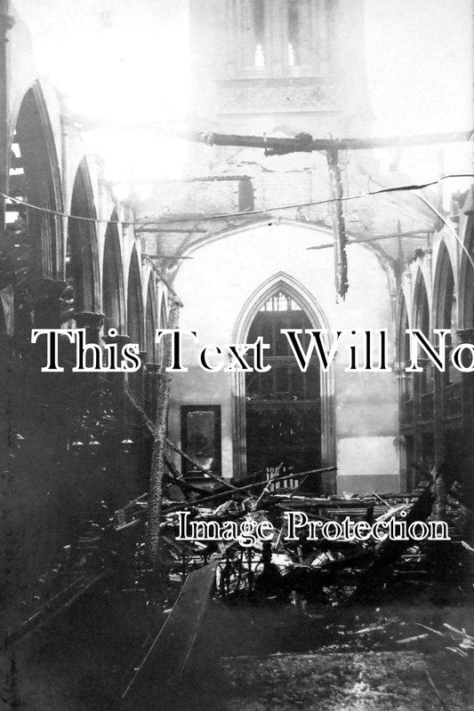 LC 758 - St Georges Church Ruins After The Fire, Leicestershire 1913