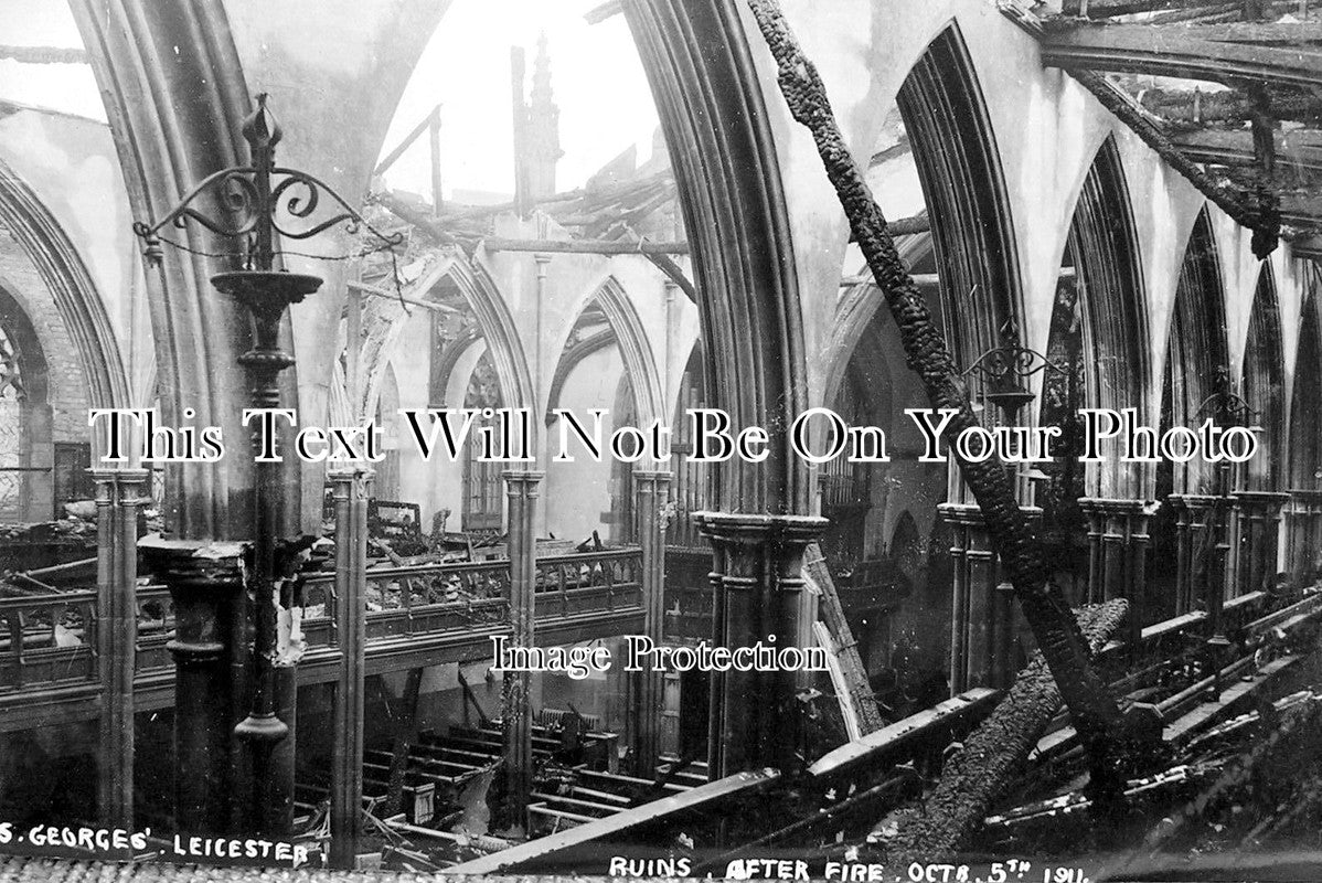 LC 773 - St Georges Church After Fire, Leicester, Leicestershire 1911