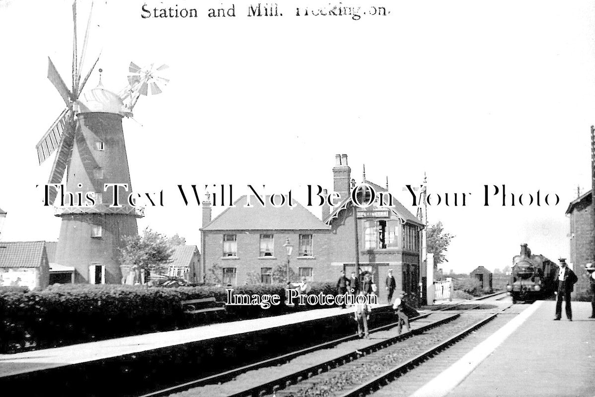 LI 1584 - Station & Windmill, Heckington, Lincolnshire c1908