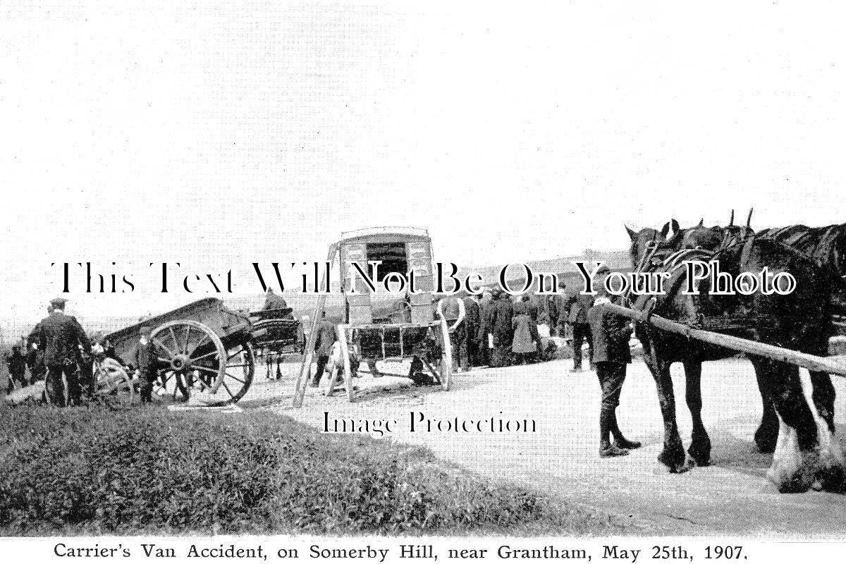 LI 1780 - Carriers Van Accident, Somerby Hill, Grantham, Lincolnshire 1907