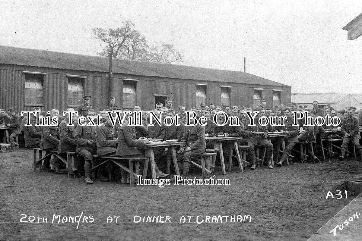 LI 455 - 20th Battalion, Manchester Regiment At Dinner, Grantham Camp, Lincolnshire