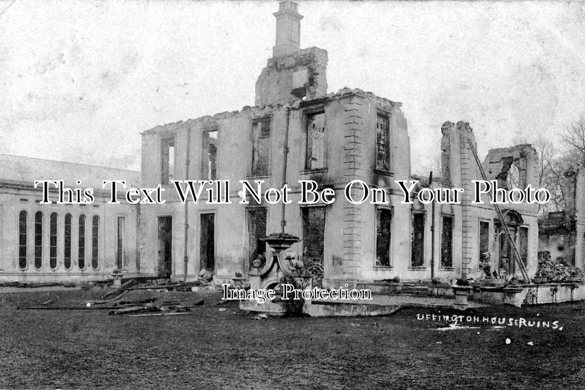 LI 473 - Uffington House Hall Fire Ruins, Lincolnshire c1905