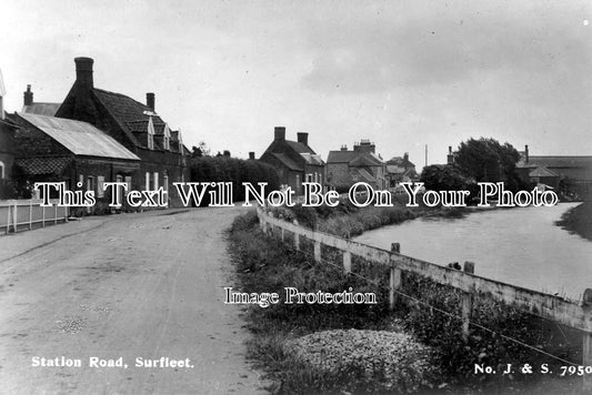 LI 94 - Station Road & River, Surfleet, Lincolnshire c1913