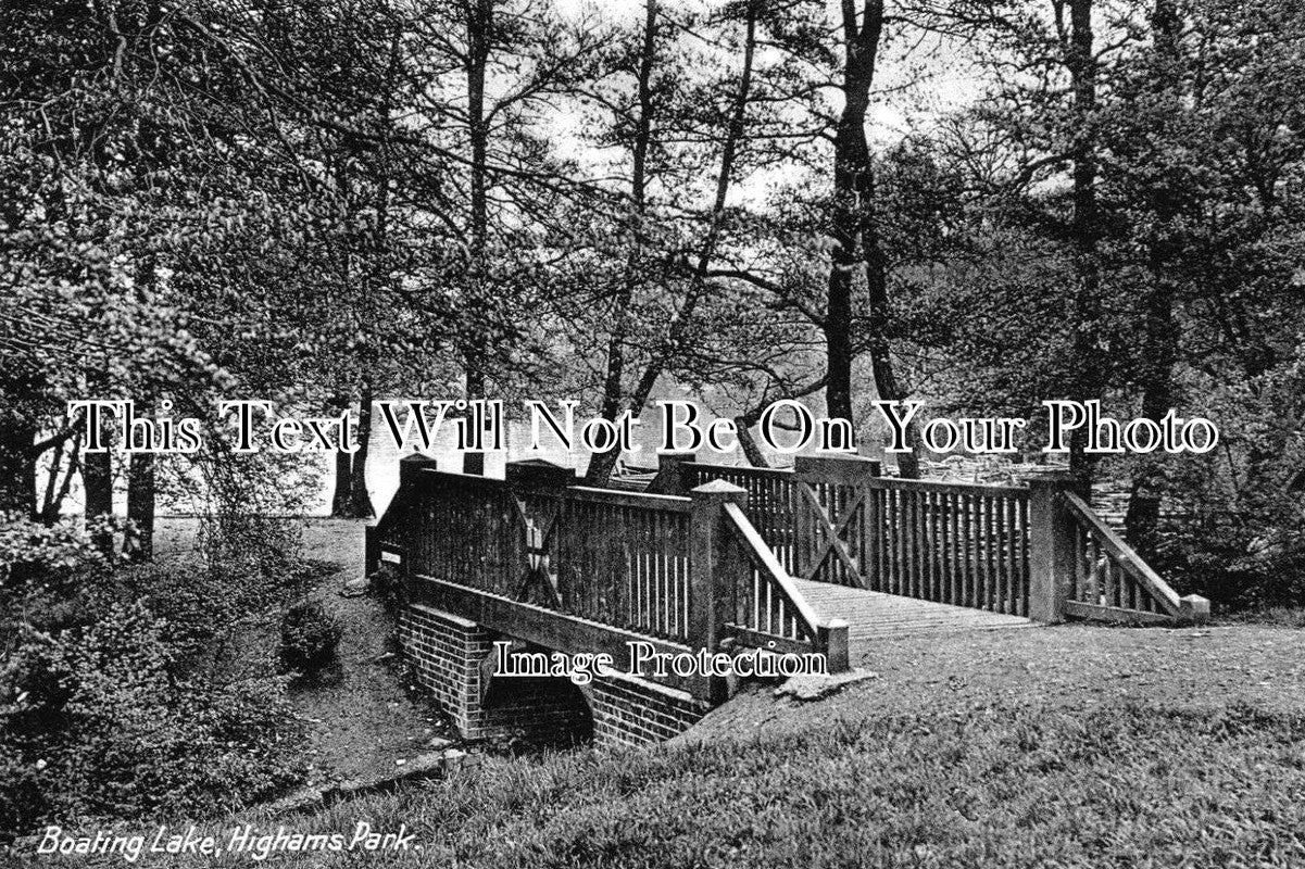 LO 1047 - Boating Lake & Bridge, Highams Park, London