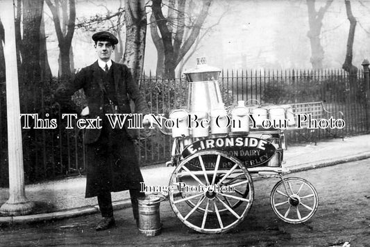 LO 1106 - E Ironside Milk Cart, Madaline Road, Anerley, London c1914