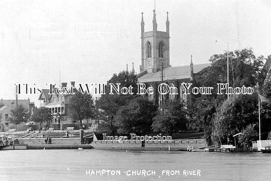 LO 163 - Hampton Church From River, London c1913