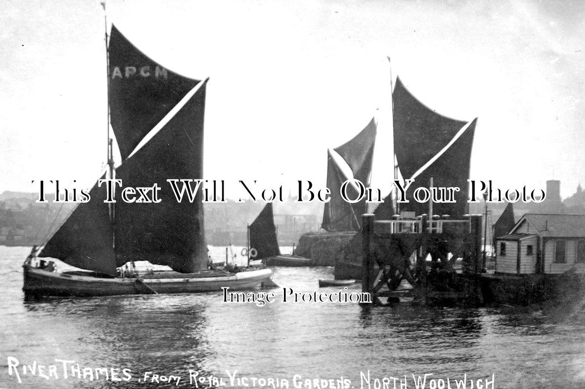 LO 1736 - Sailing Barges From Victoria Gardens, North Woolwich, London