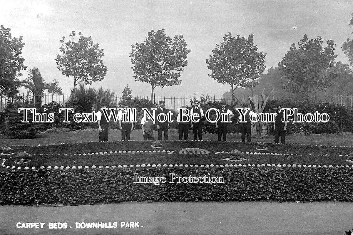 LO 235 - Carpet Beds, Gardeners, Downhills Park, Harringay, London c1910