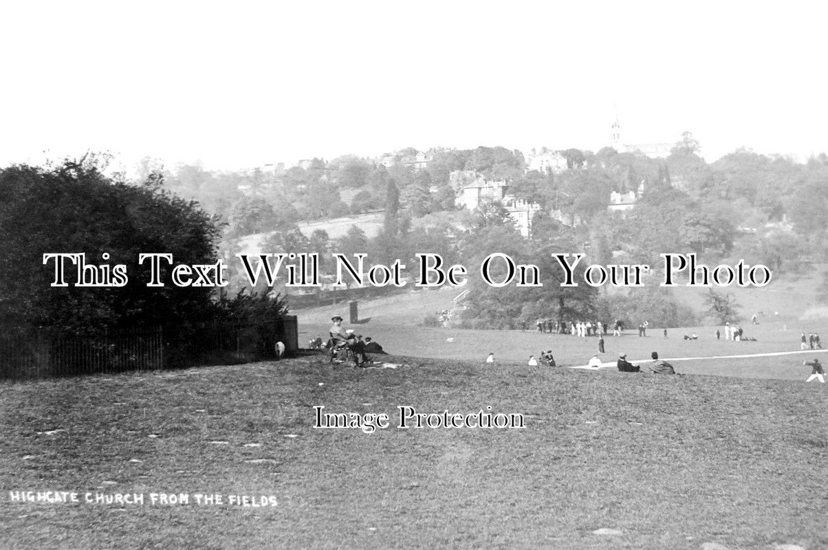 LO 2350 - Highgate Church From The Fields, London
