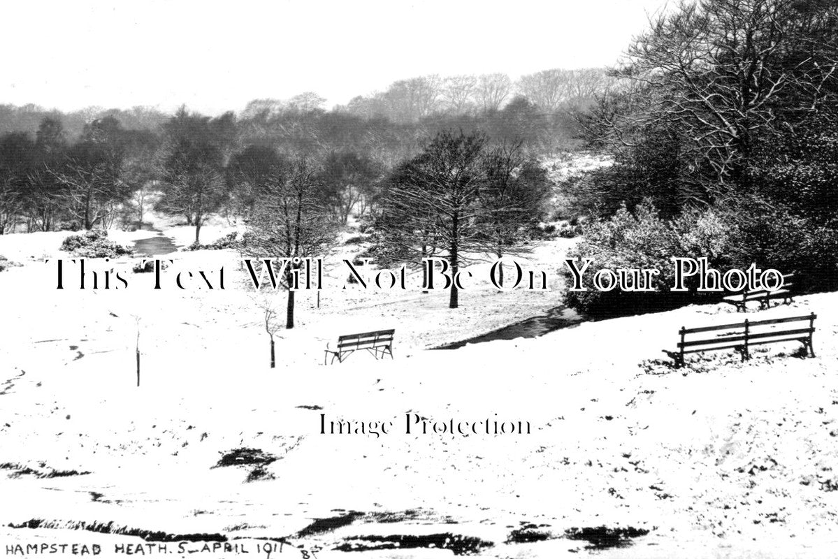 LO 3757 - Hampstead Heath Snow Scene, London 1911
