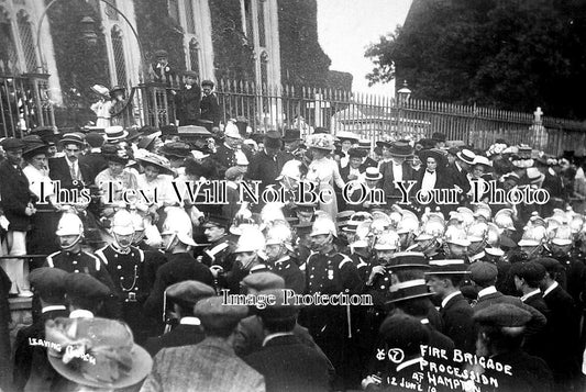LO 4131 - Fire Brigade Procession At Hampton Hill, London 1910