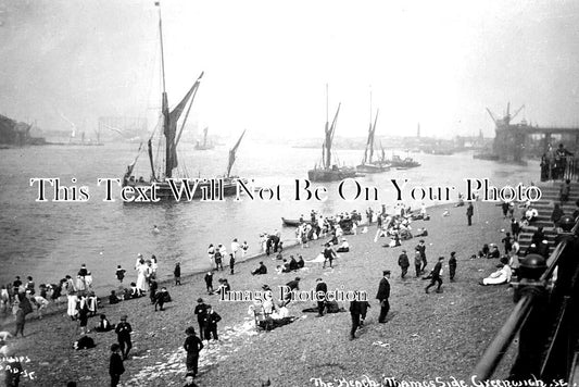 LO 4563 - The Beach, Thames Side, Greenwich, London c1913