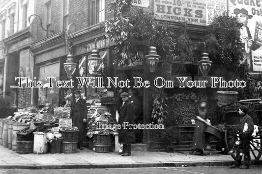 LO 6383 - Hicks Green Grocers, Lewisham High Road, London c1907