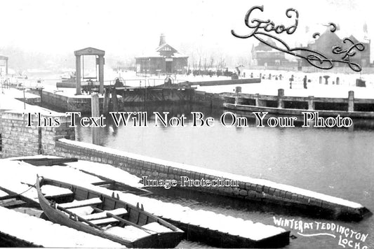 MI 1251 - Teddington Lock In Snow, Middlesex c1907