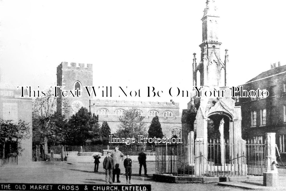 MI 1786 - Old Market Cross & Church, Enfield, Middlesex