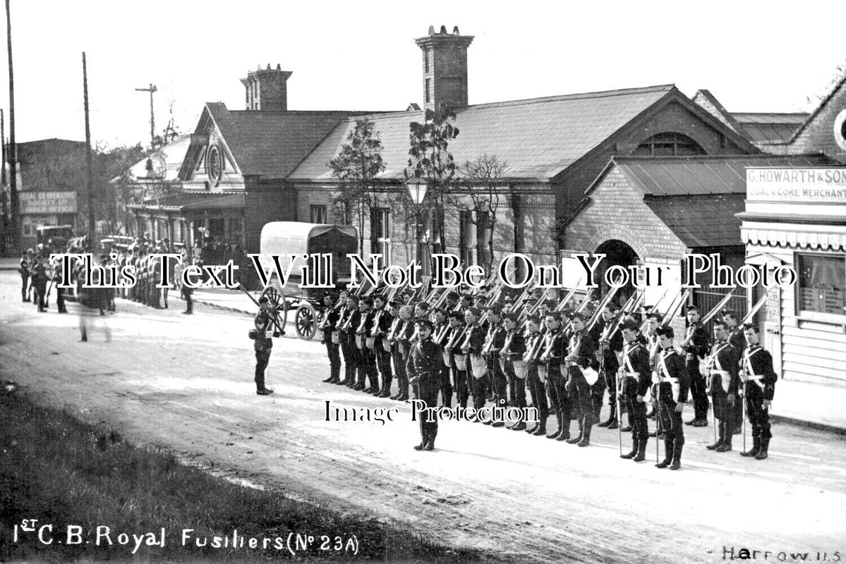 MI 1958 - 1st C B Royal Fusiliers, Harrow Railway Station, Middlesex c1907