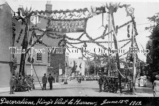 MI 2558 - Decorations For Kings Visit To Harrow, Middlesex 1912