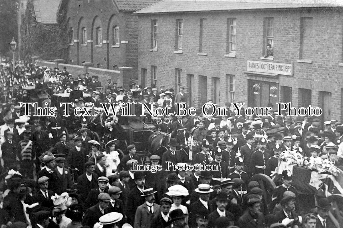 MI 563 - Funeral Passes Staines Boot Repair Depot, Staines, Middlesex c1905