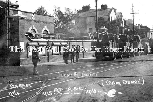 MI 887 - M.T Army Service Corps Trucks, London United Tram Depot, Middlesex c1915
