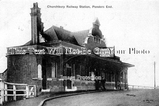 MI 91 - Churchbury Railway Station, Ponders End, Enfield, Middlesex c1907