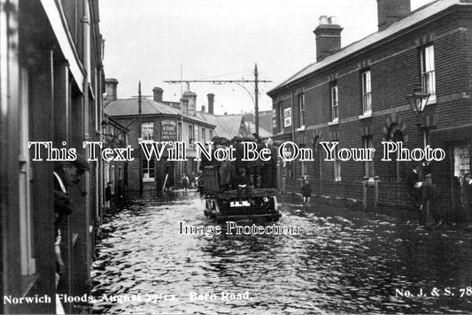 NF 1052 - Barn Road, Norwich Floods, Norfolk 1912
