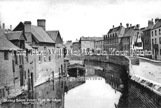 NF 1096 - Quay Side From The Fye Bridge, Norwich, Norfolk