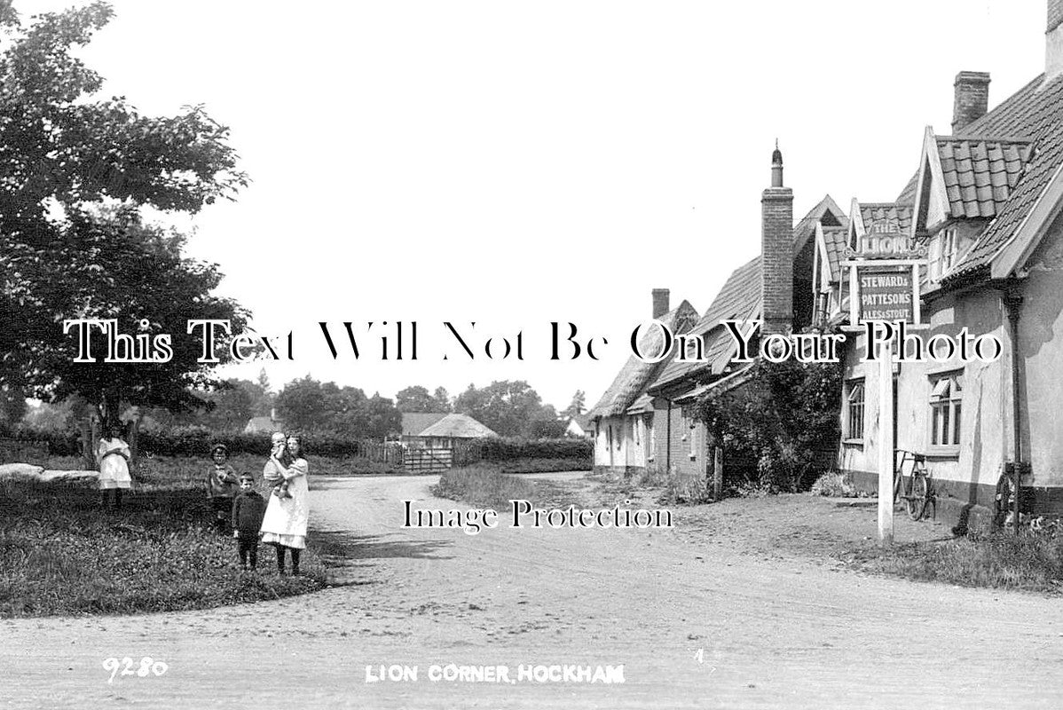 NF 1200 - Lion Corner, Hockham, Norfolk c1920 – JB Archive