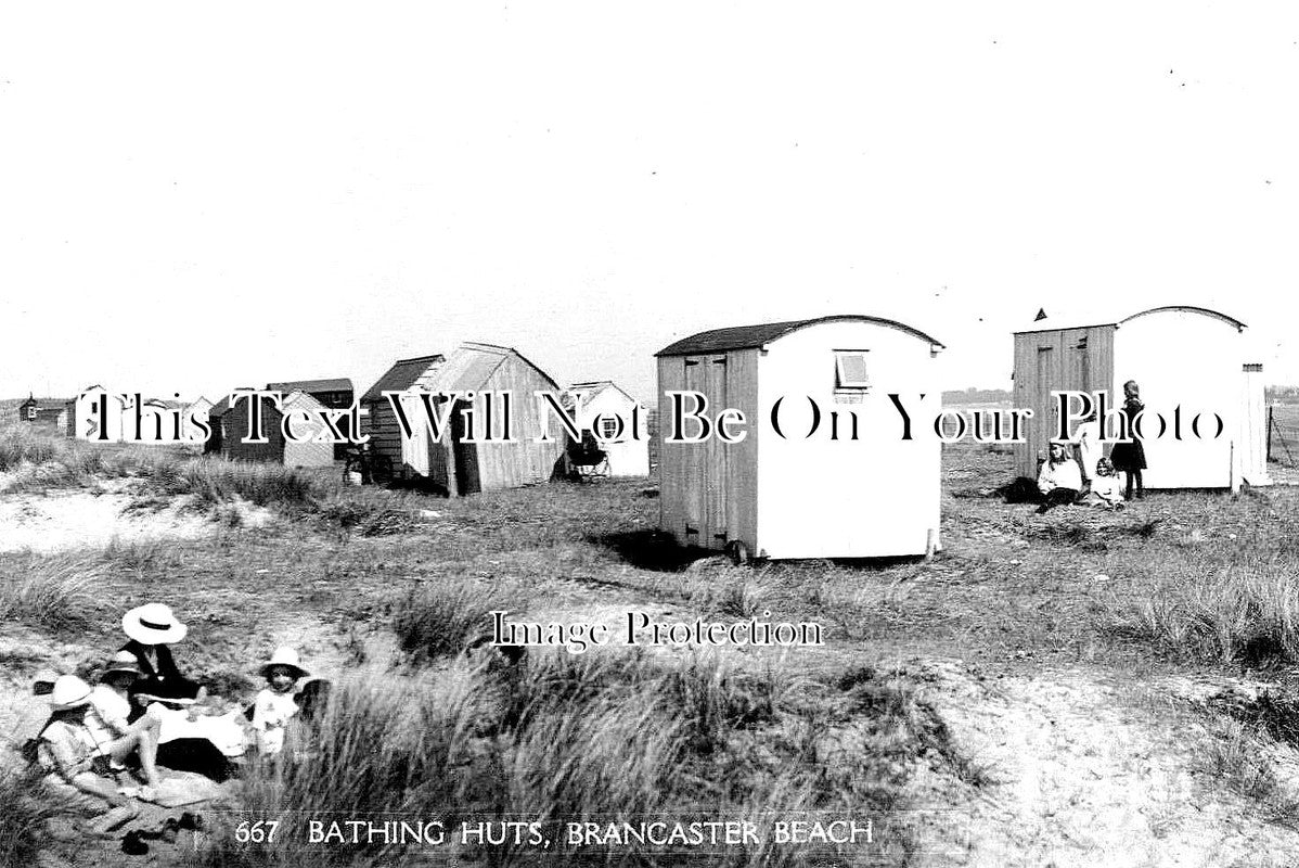 NF 1293 - Bathing Huts, Brancaster Beach, Norfolk c1923 – JB Archive