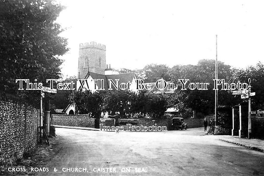 NF 1298 - Cross Roads & Church, Caister On Sea, Norfolk