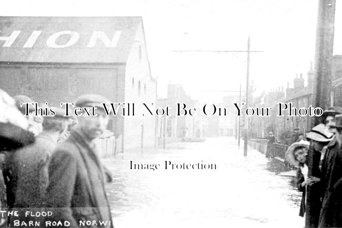 NF 1341 - Flooding Of Barn Road, Norwich, Norfolk 1912