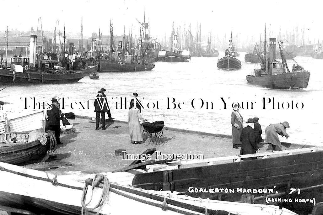 NF 1349 - Gorleston Harbour & Fishing Boats, Great Yarmouth, Norfolk c1924