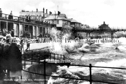 NF 1427 - Shelters & Rough Sea, Hunstanton, Norfolk c1933