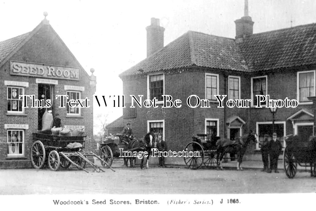 NF 1885 - Woodcocks Seed Stores, Briston, Norfolk c1908