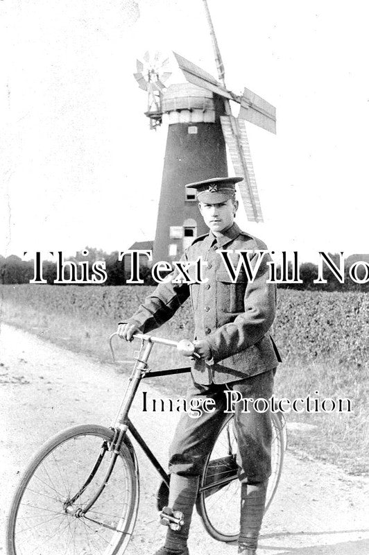NF 2269 - Soldier At Burston Windmill Mill, Norfolk WW1