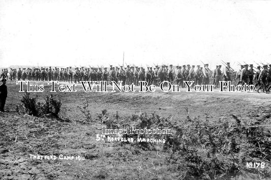 NF 2462 - Thetford Camp, 5th Norfolk Regiment Marching 1911