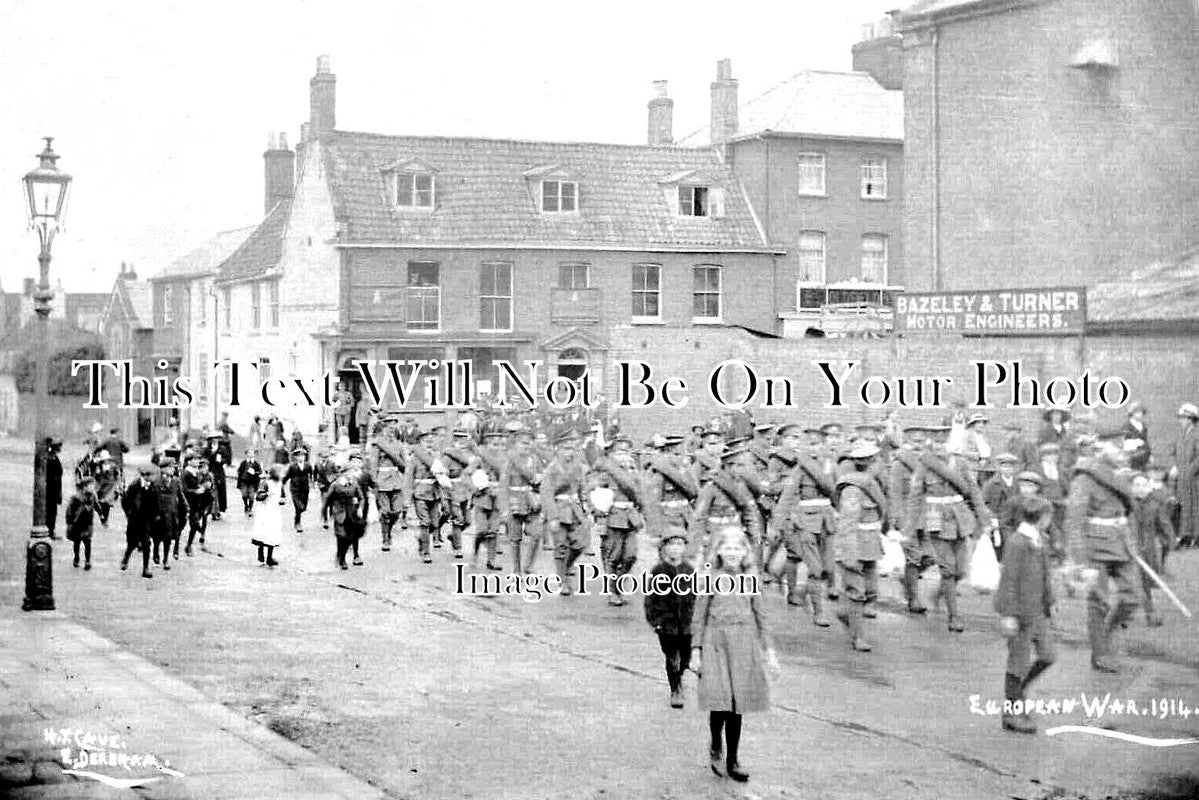NF 2804 - WW1 Soldiers Off To War, Dereham, Norfolk 1914