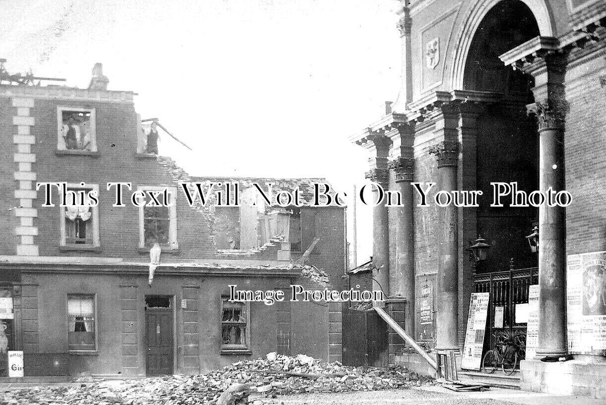 NF 2842 - WW1 Bomb Damage At Dereham Cinema, Norfolk