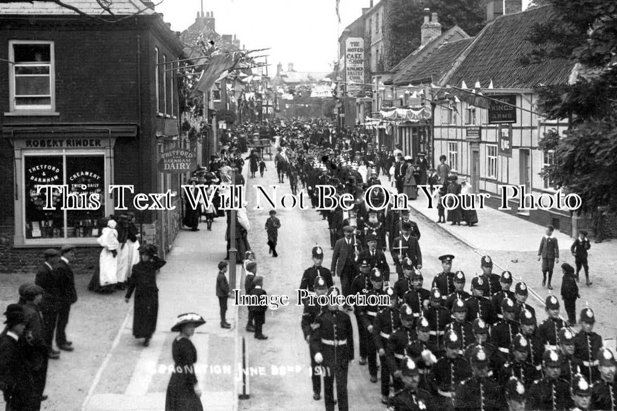 NF 2888 - Thetford Coronation Parade, Norfolk 1911