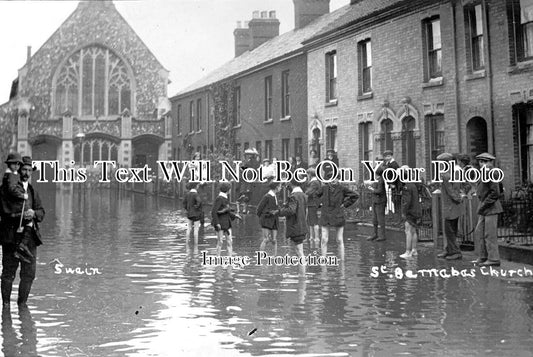NF 2889 - St Barnabas Church, Norwich Floods, Norfolk 1912
