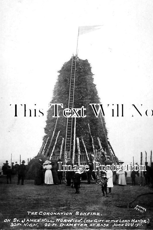 NF 2985 - The Coronation Bonfire, St James Hill, Norwich, Norfolk 1911