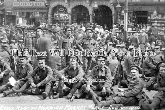 NF 3171 - Essex Regiment, Norwich Market Place, Norfolk 1914 WW1