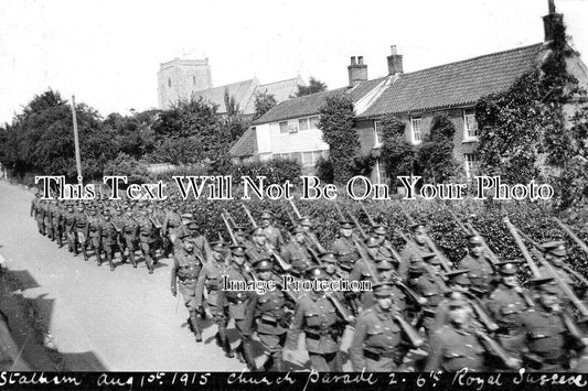 NF 3197 - Stalham Church Parade, Sussex Regiment, Norfolk 1915 WW1