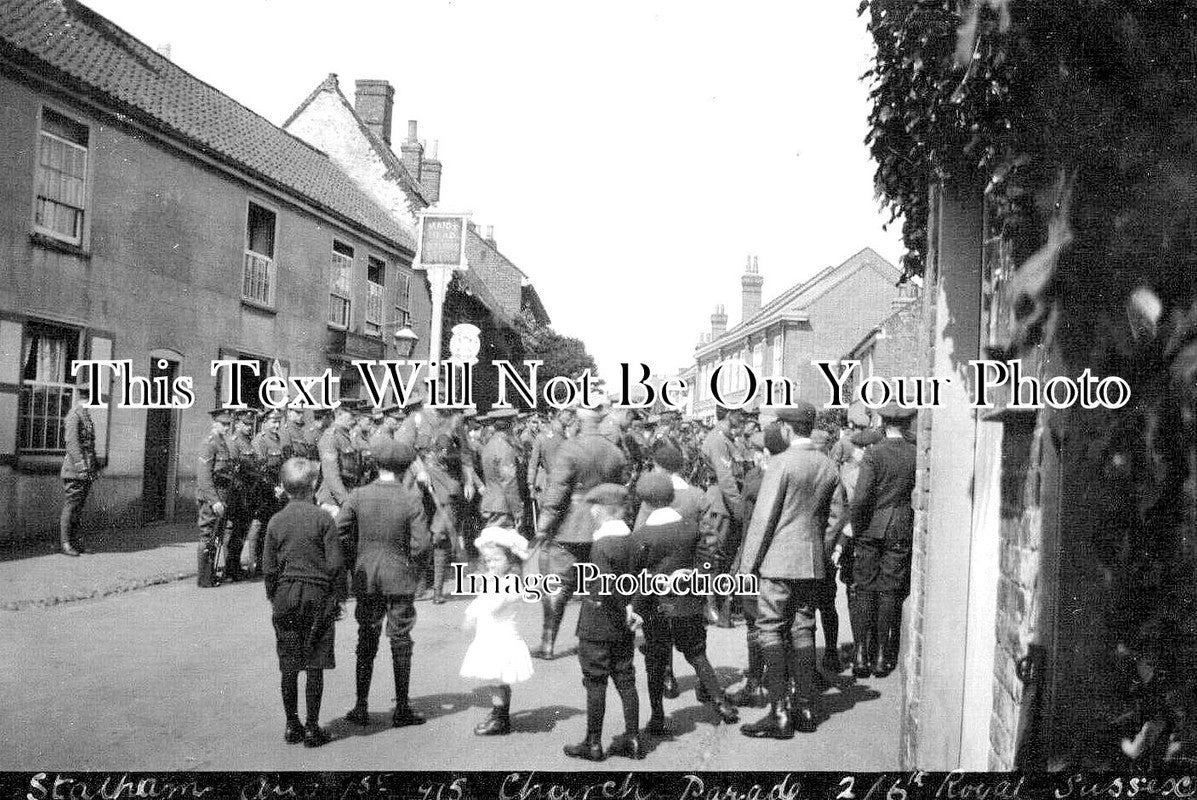 NF 3218 - Stalham Church Parade, Sussex Regiment, Norfolk 1915 WW1