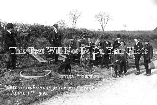 NF 3526 - Wreck Of The Eastern Press Motor Car, Swaffham, Norfolk 1905