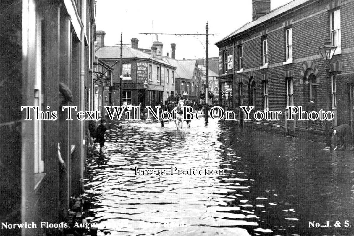 NF 3543 - Barn Road, Norwich Floods, Norfolk 1912