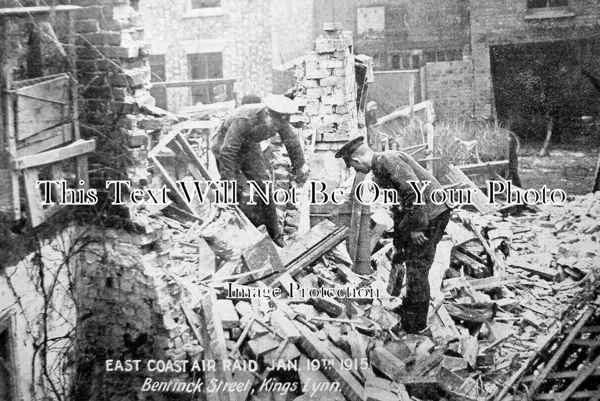 NF 3567 - German Air Raid, Bentink Street, Kings Lynn, Norfolk 1915 WW1