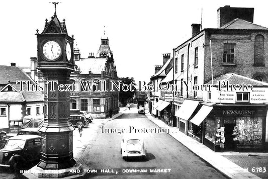 NF 3572 - Bridge Street & Town Hall, Downham Market, Norfolk c1960