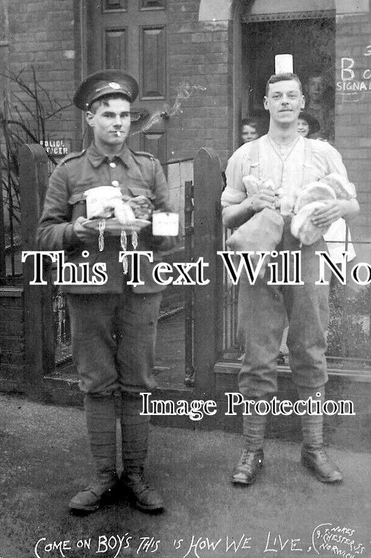 NF 3609 - Two Soldiers With Provisions, Wymondham, Norfolk