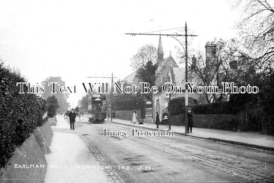 NF 3614 - Earlham Road Tram Car, Norwich, Norfolk c1910
